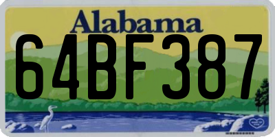 AL license plate 64BF387