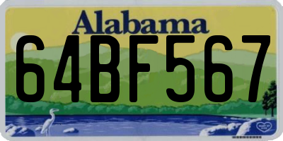 AL license plate 64BF567