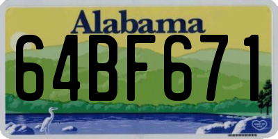 AL license plate 64BF671