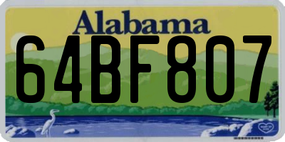 AL license plate 64BF807