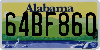 AL license plate 64BF860