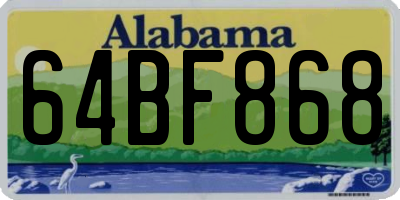 AL license plate 64BF868