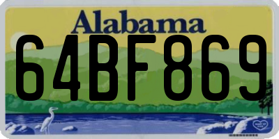 AL license plate 64BF869