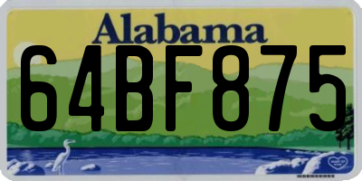 AL license plate 64BF875