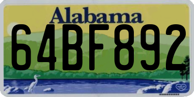 AL license plate 64BF892