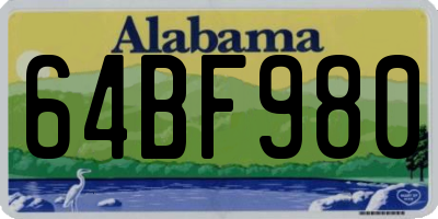 AL license plate 64BF980