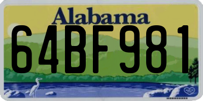 AL license plate 64BF981