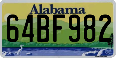 AL license plate 64BF982