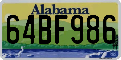 AL license plate 64BF986