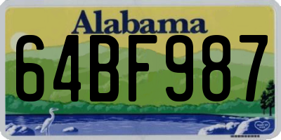 AL license plate 64BF987