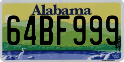AL license plate 64BF999