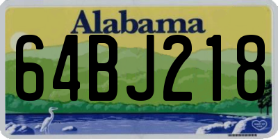 AL license plate 64BJ218