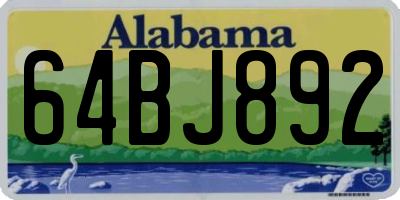AL license plate 64BJ892