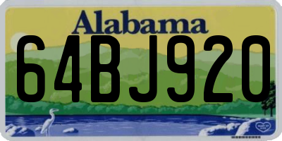 AL license plate 64BJ920