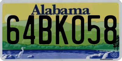 AL license plate 64BK058