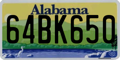 AL license plate 64BK650