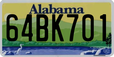 AL license plate 64BK701