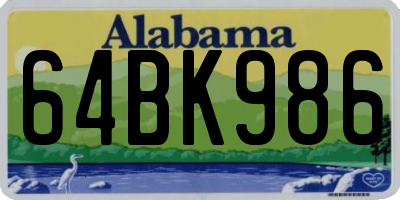 AL license plate 64BK986