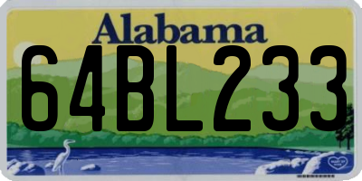 AL license plate 64BL233