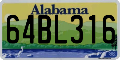 AL license plate 64BL316