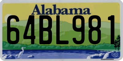 AL license plate 64BL981