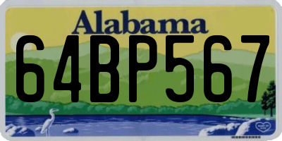 AL license plate 64BP567
