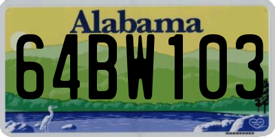 AL license plate 64BW103
