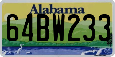 AL license plate 64BW233