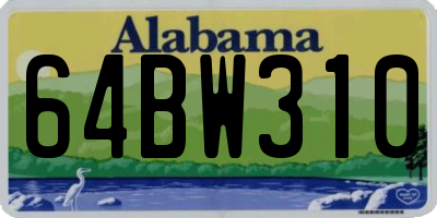 AL license plate 64BW310