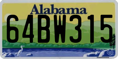 AL license plate 64BW315
