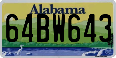 AL license plate 64BW643