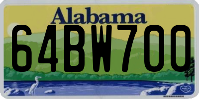 AL license plate 64BW700