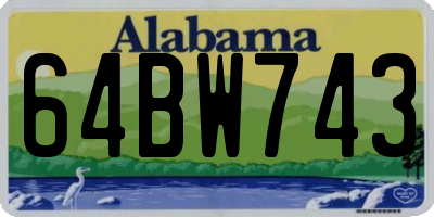 AL license plate 64BW743