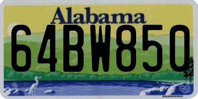 AL license plate 64BW850