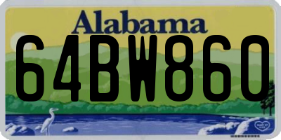 AL license plate 64BW860