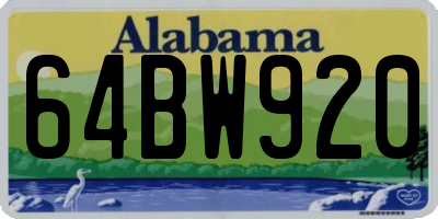 AL license plate 64BW920