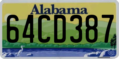 AL license plate 64CD387