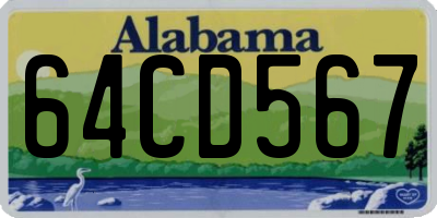 AL license plate 64CD567