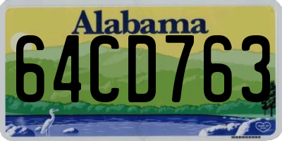 AL license plate 64CD763