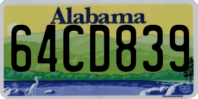 AL license plate 64CD839