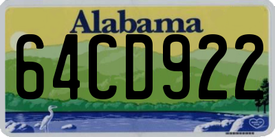 AL license plate 64CD922