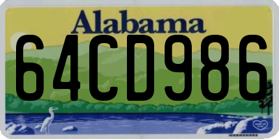 AL license plate 64CD986