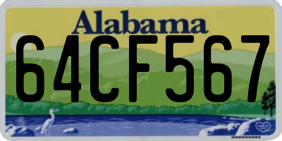 AL license plate 64CF567
