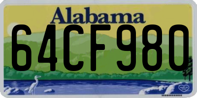 AL license plate 64CF980