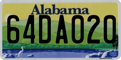 AL license plate 64DA020
