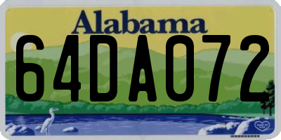 AL license plate 64DA072
