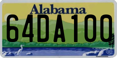 AL license plate 64DA100