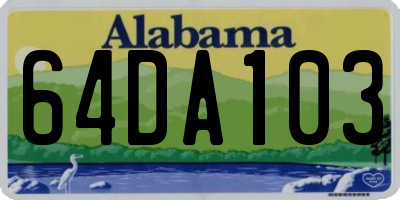 AL license plate 64DA103