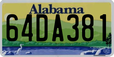 AL license plate 64DA381