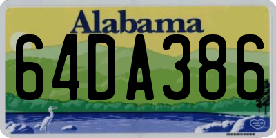 AL license plate 64DA386